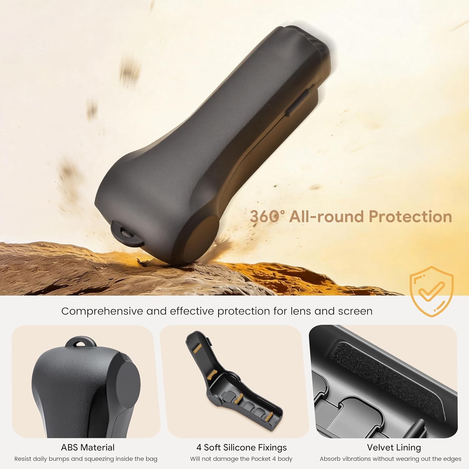 Protective Cover For DJI Osmo Pocket 4, Impact Resistant Gimbal & Screen Guard