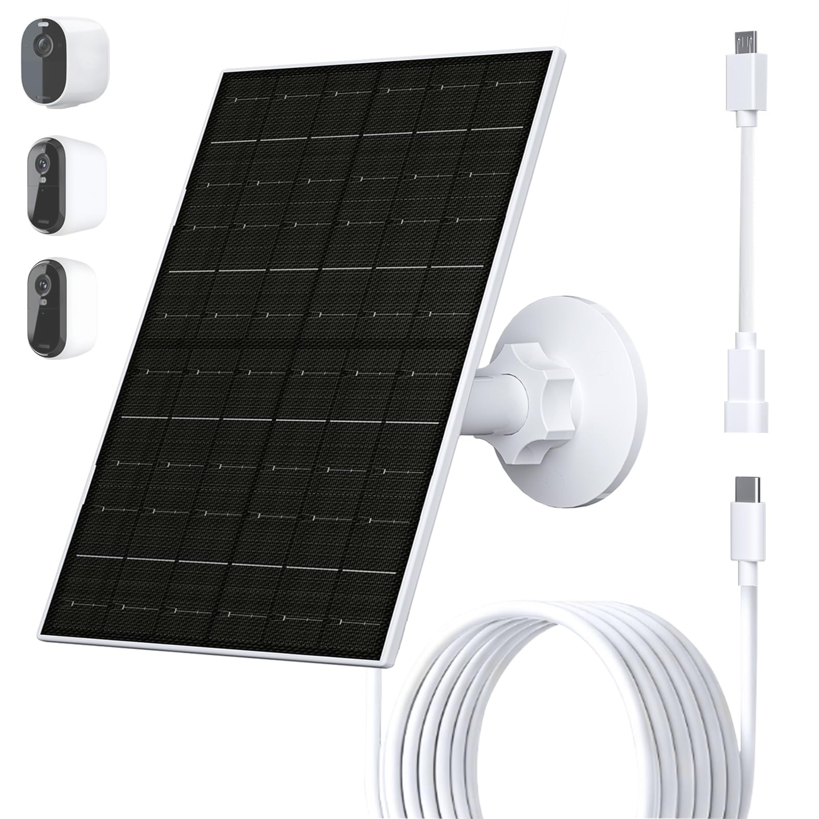 6W Solar Panel for Arlo Camera, 5V USB/Type-C Solar Charger Compatible with Arlo