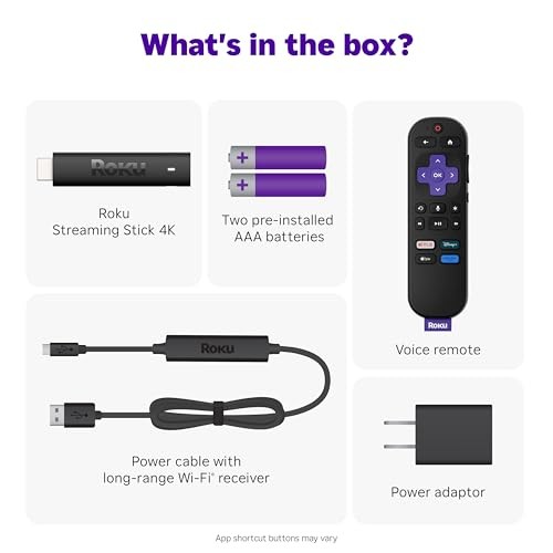 Roku Streaming Stick 4K HDR Dolby Vision TV Streaming Device Voice Remote