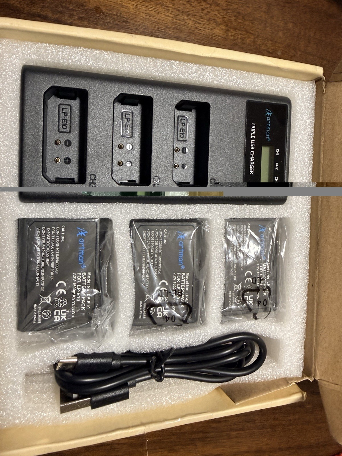 Artman LP-E10 Battery 3-Pack 1600mAh and 3-Slot LCD Charger for Canon LP E10,…
