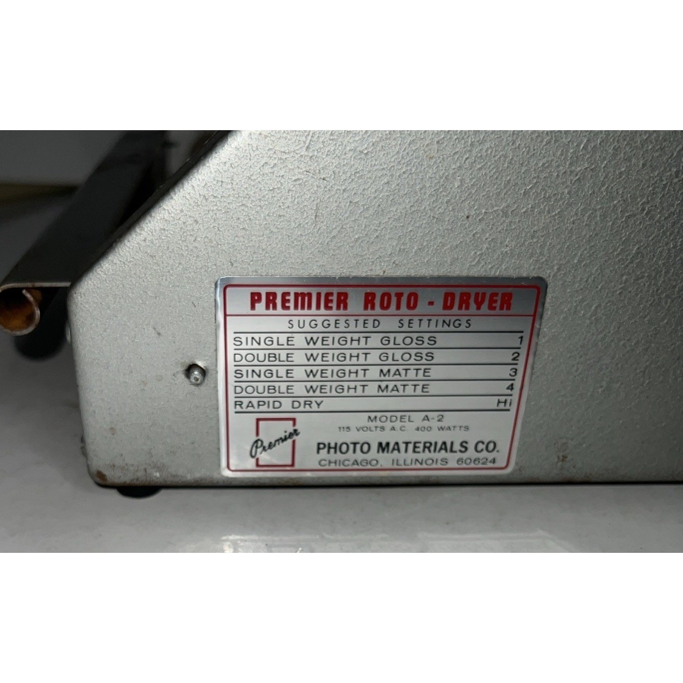 Vintage Premier Roto Dryer 12″ Model A-2 Film Developing Photography