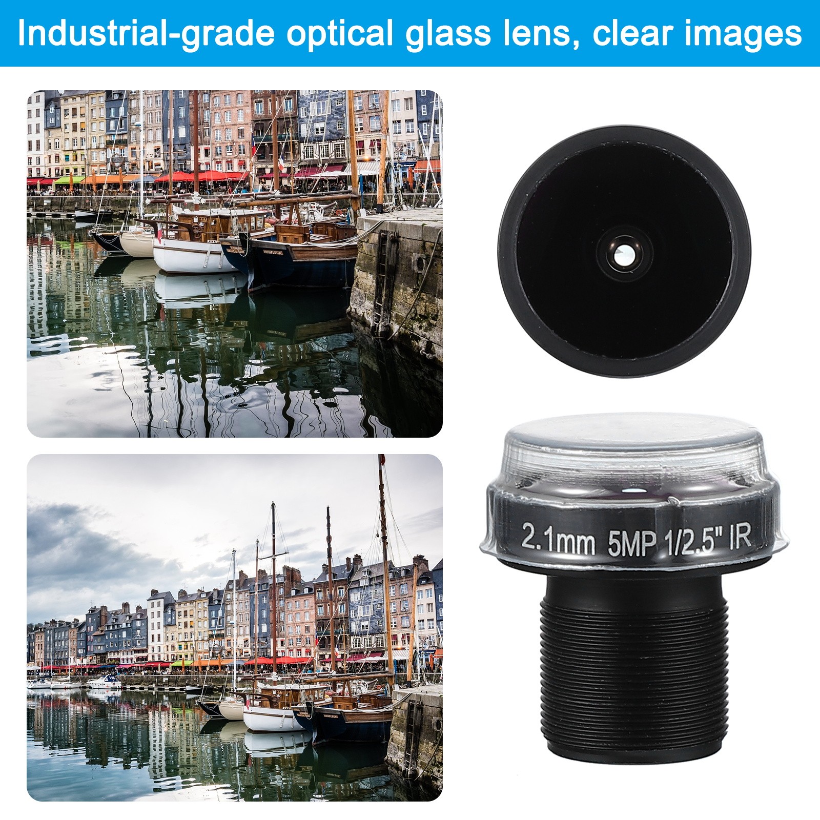 2.1mm CCTV Camera Lens F2.0 Security Camera Lens 160° Wide Angle Lens