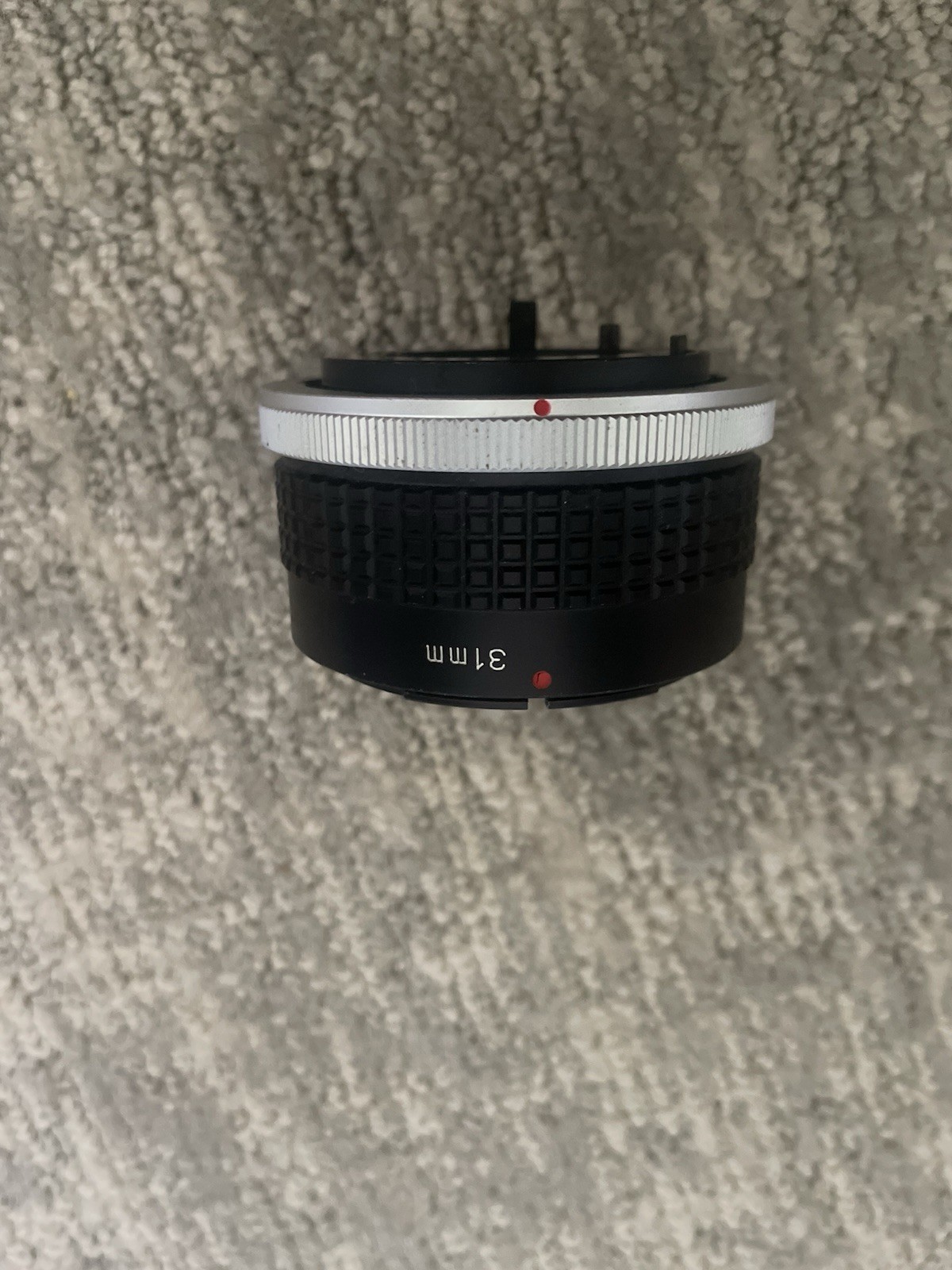 31mm Camera Lens Extension Tube, Twist-On Lens Adapter Tube (Black/Silver)