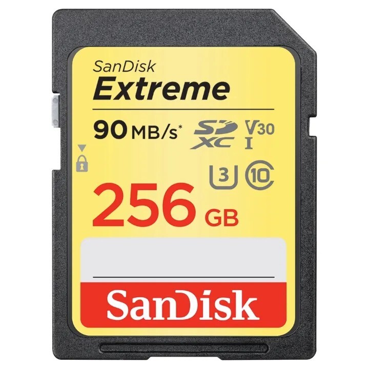 SanDisk Extreme 4K SDXC 256GB 90MB/s UHS-I C10 U3 V30 Memory SD Card