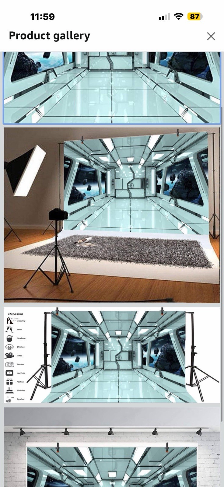 12x8ft 3D Wall Studio Spaceship Space Station Backdrop Spacecraft Photo Vinyl