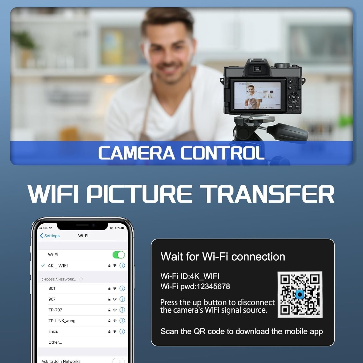 NBD Digital Cameras 4K 16X 48MP Compact Camcorder AntiShake 32GB TF For Vlogging