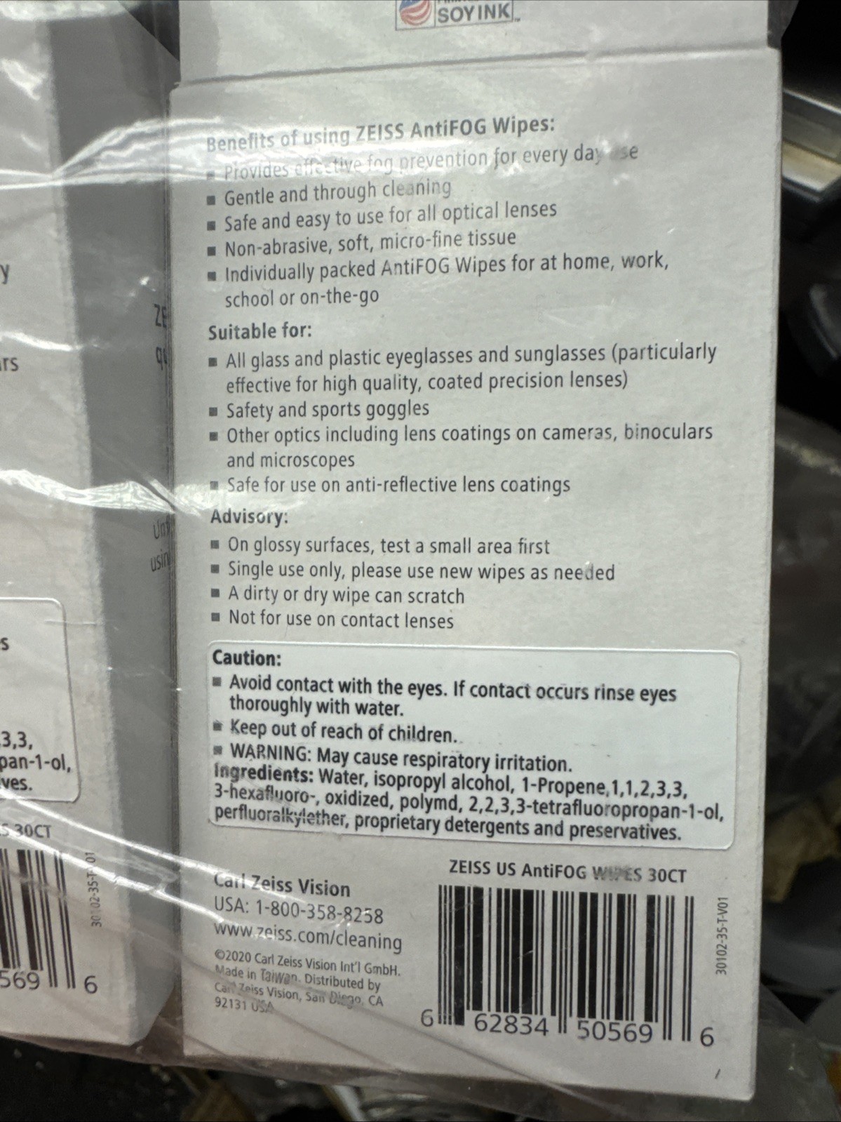 Zeiss AntiFOG Wipes 30-Count Box : Suitable anti-fog wipes for All Glass Lens