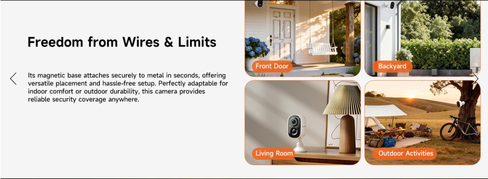 2.5K Security Camera Wireless Outdoor, Battery Powered Indoor Camera Free Person