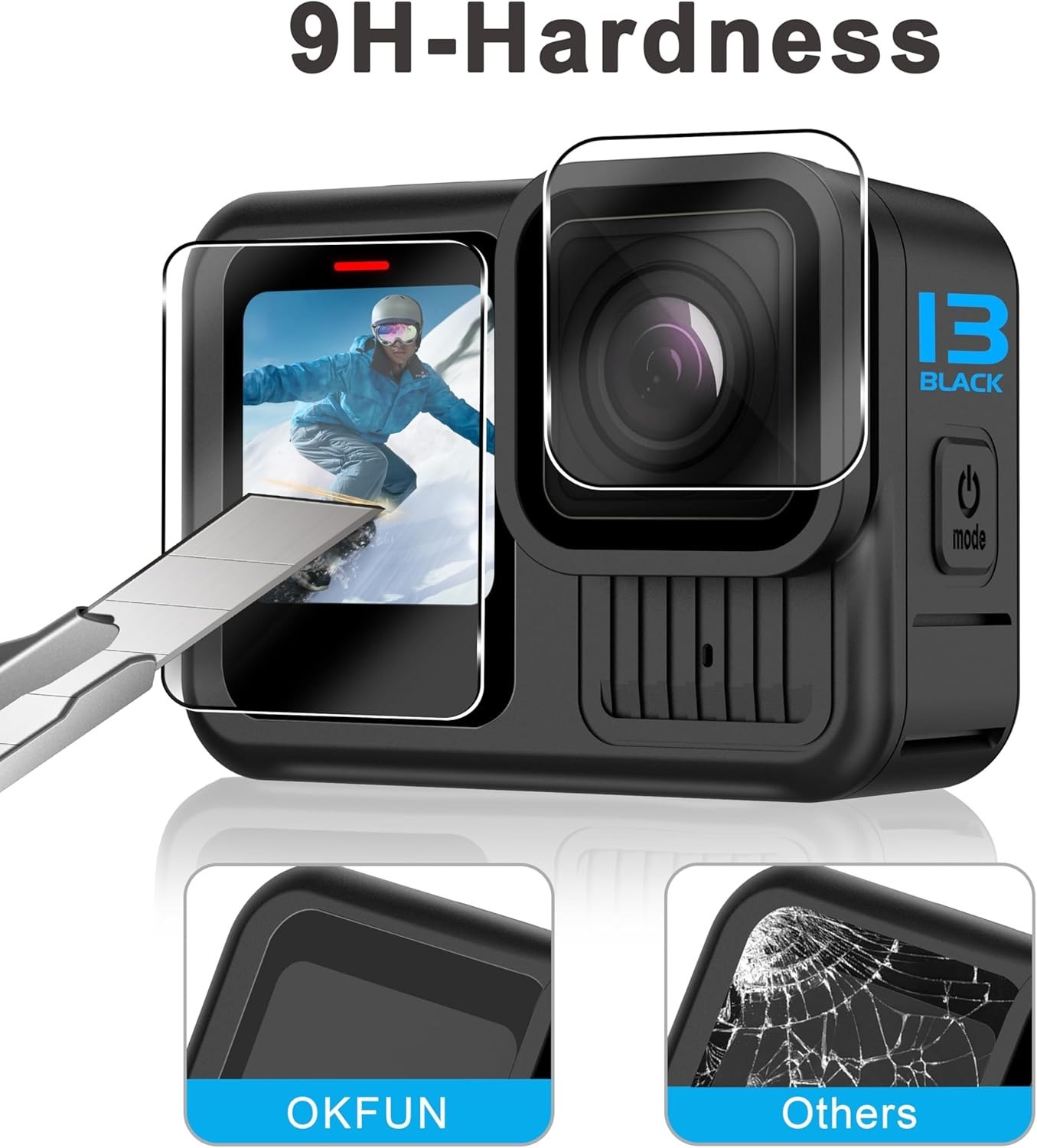 High-Definition Screen Protectors for GoPro Hero 13 Black – 9PCS Tempered Glass