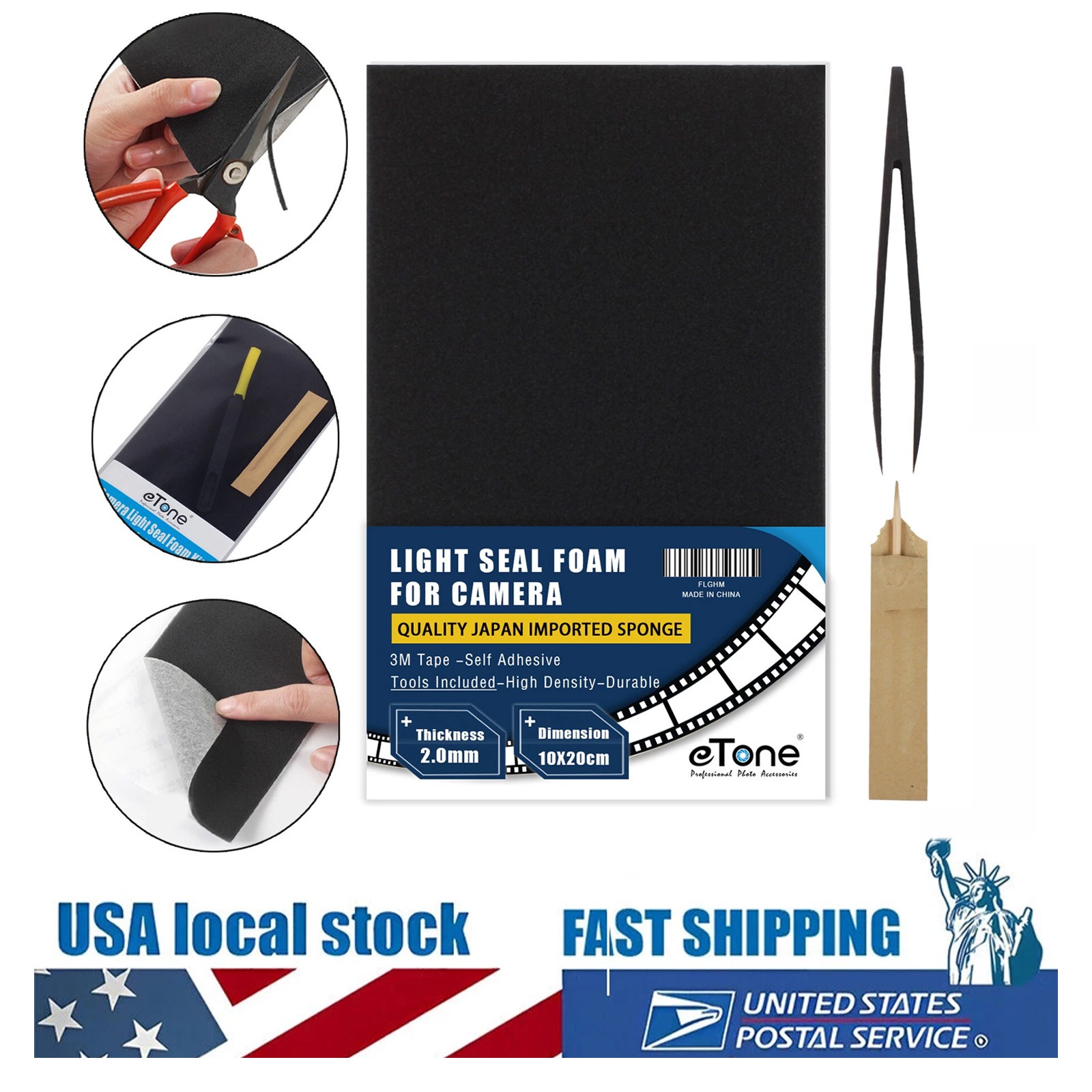 10x20cm Film Camera Back Repair Light Proof Seal Foam Sponge Adhesive Sheet US