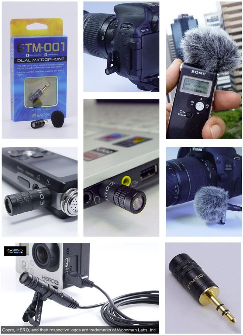 Edutige ETM-001 3.5mm omnidirectional capsule microphone GoPro DSLR Korea