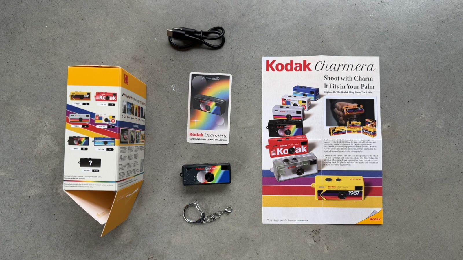 📷 Kodak Charmera Keychain Digital Camera +Video Type 05 Rainbow Opened Bottom