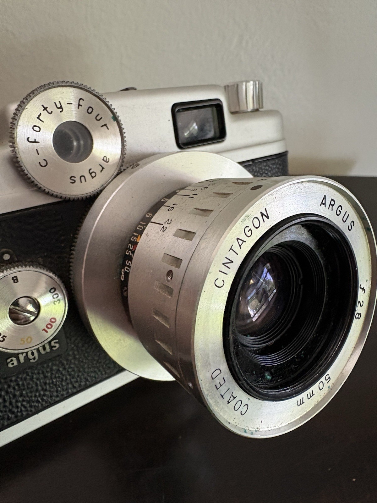 Argus C 44 Forty Four 35mm Film Rangefinder Camera 50mm Lens & Case UNTESTED