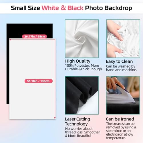 Product Photography Photo Backdrops Stand Kit, Photo 2.2 x 2.5 Ft White & Black