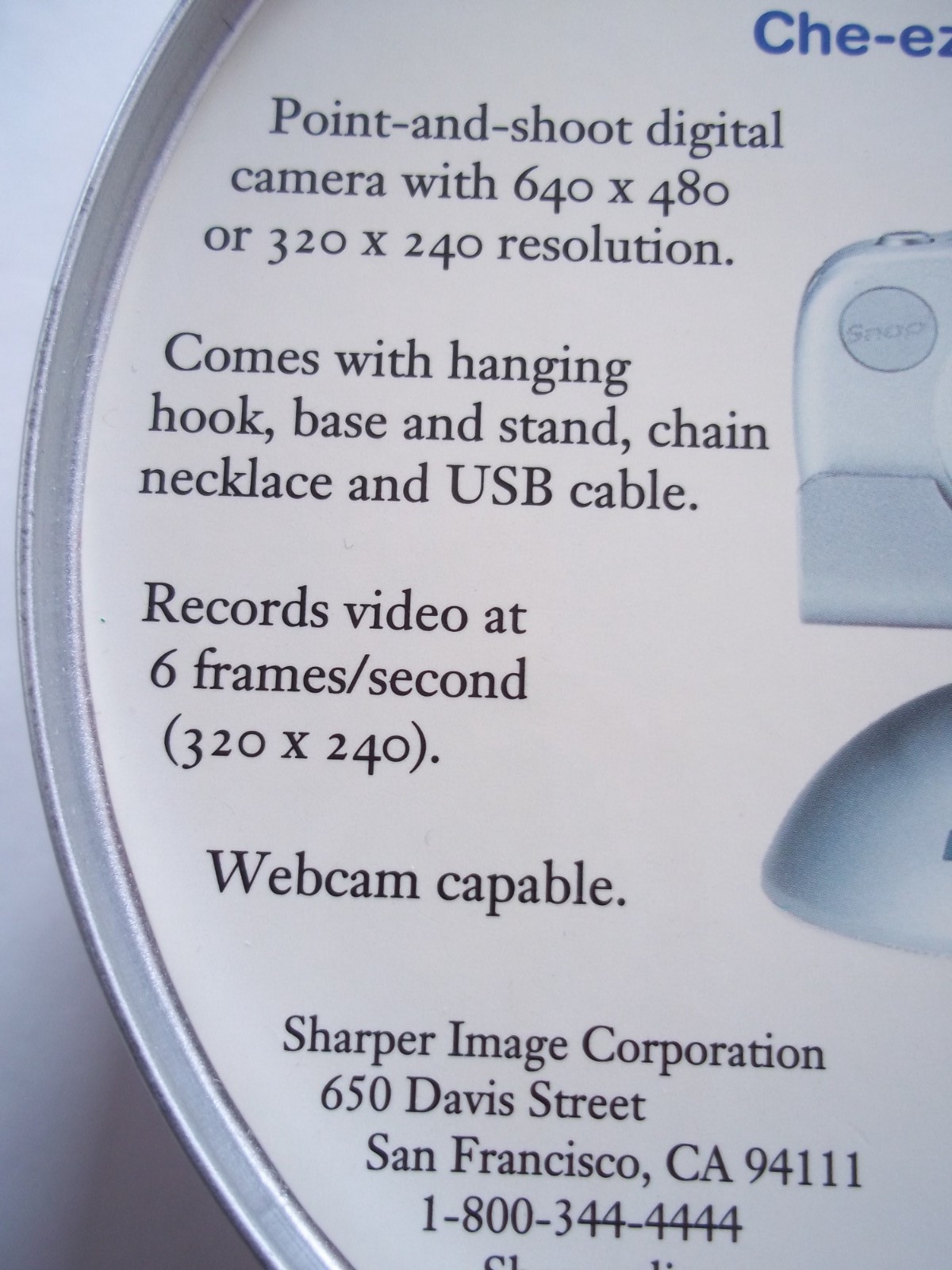 SNAP Che-ez! DIGITAL CAMERA Sharper Image 320,000 Pixels – Webcam & Video-Clip