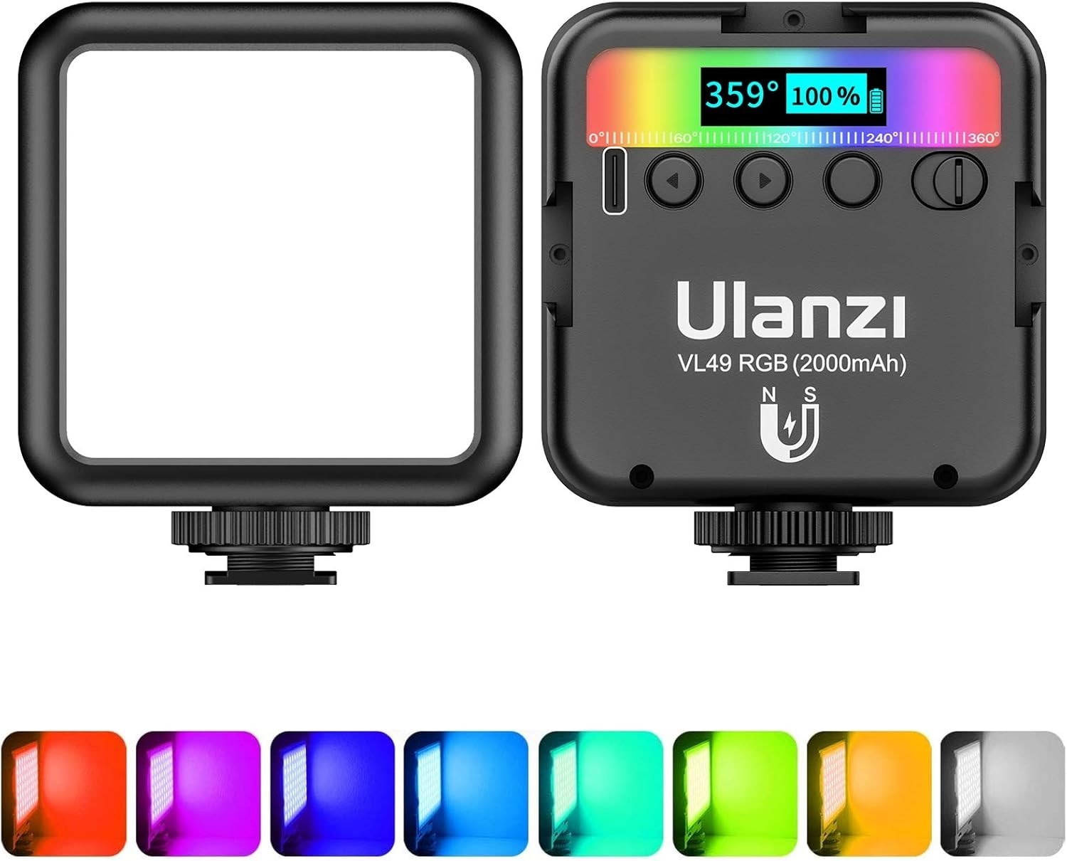 Rechargeable RGB Photography Light with Adjustable Color and Brightness Control