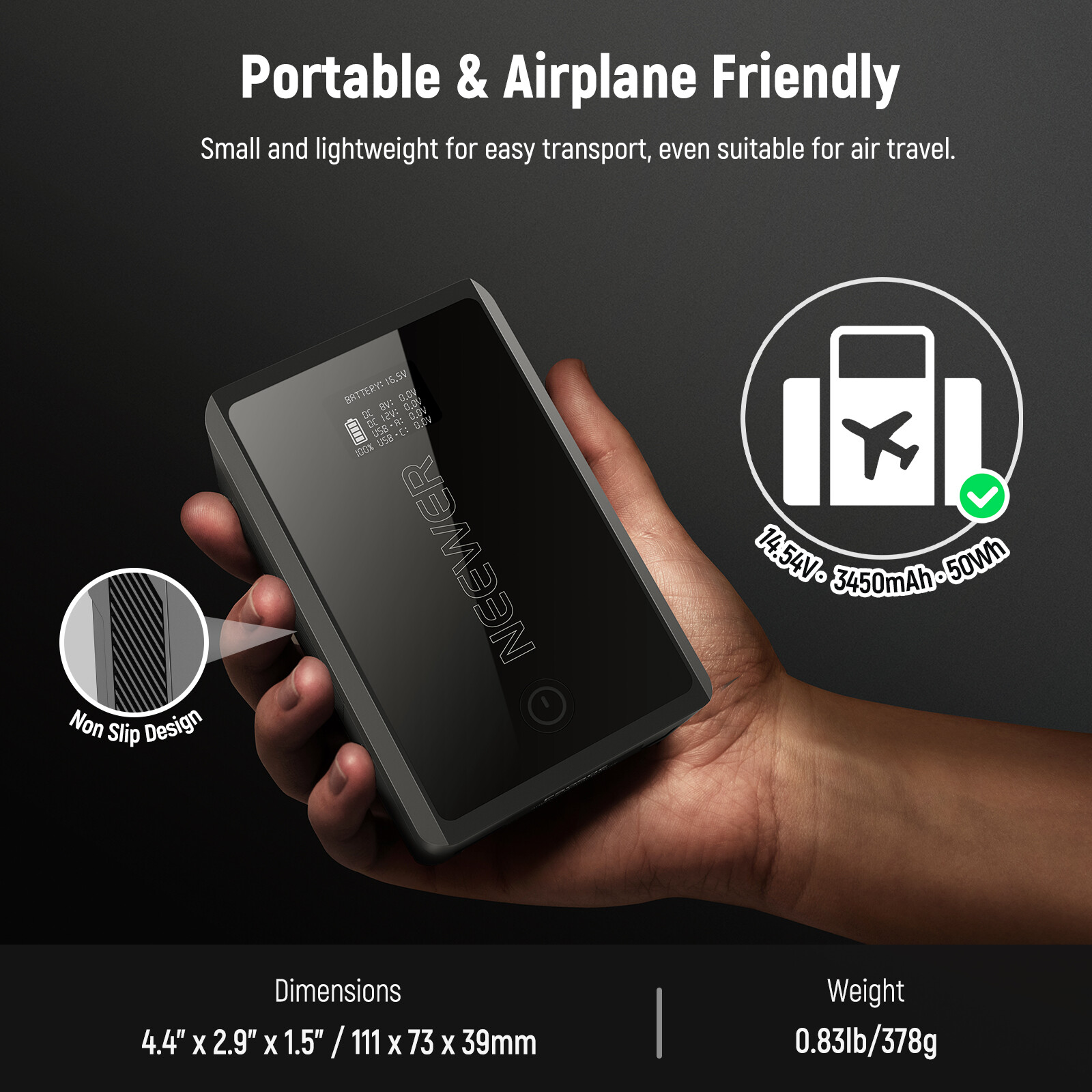 NEEWER Mini V Mount Battery with D Tap/USB C/USB A/BP/Dual DC Ports/OLED Screen