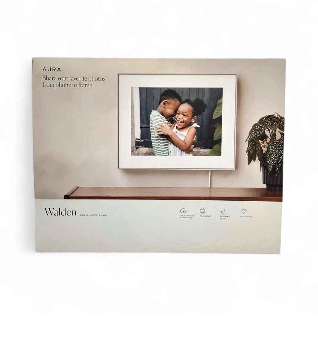 Aura Walden Digital Frame 15” HD Display Clay w/ Paper Mat – Wi-Fi – NEW