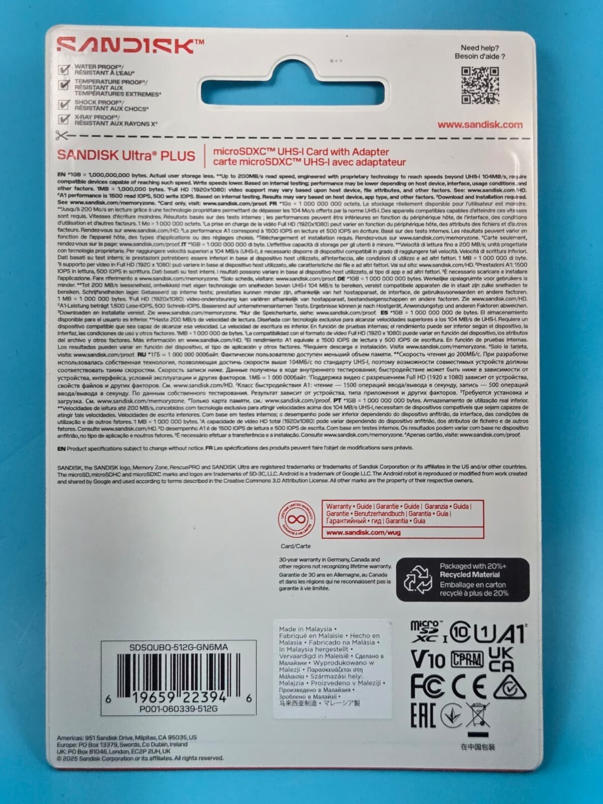 SanDisk Ultra Plus 512GB microSDXC UHS-I Card with Adapter