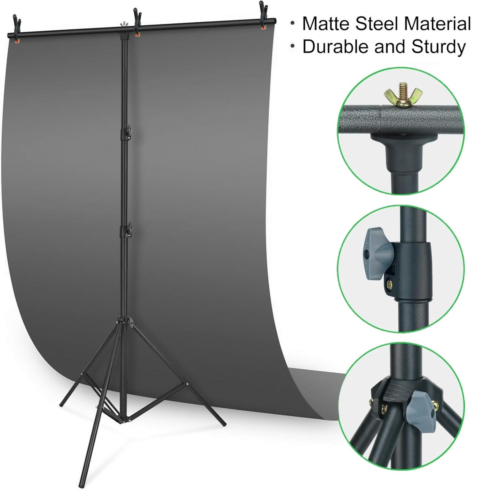 LINCO Photo T-Shape Backdrop Stand Black/White 2 Backdrops Support Kit – AM207