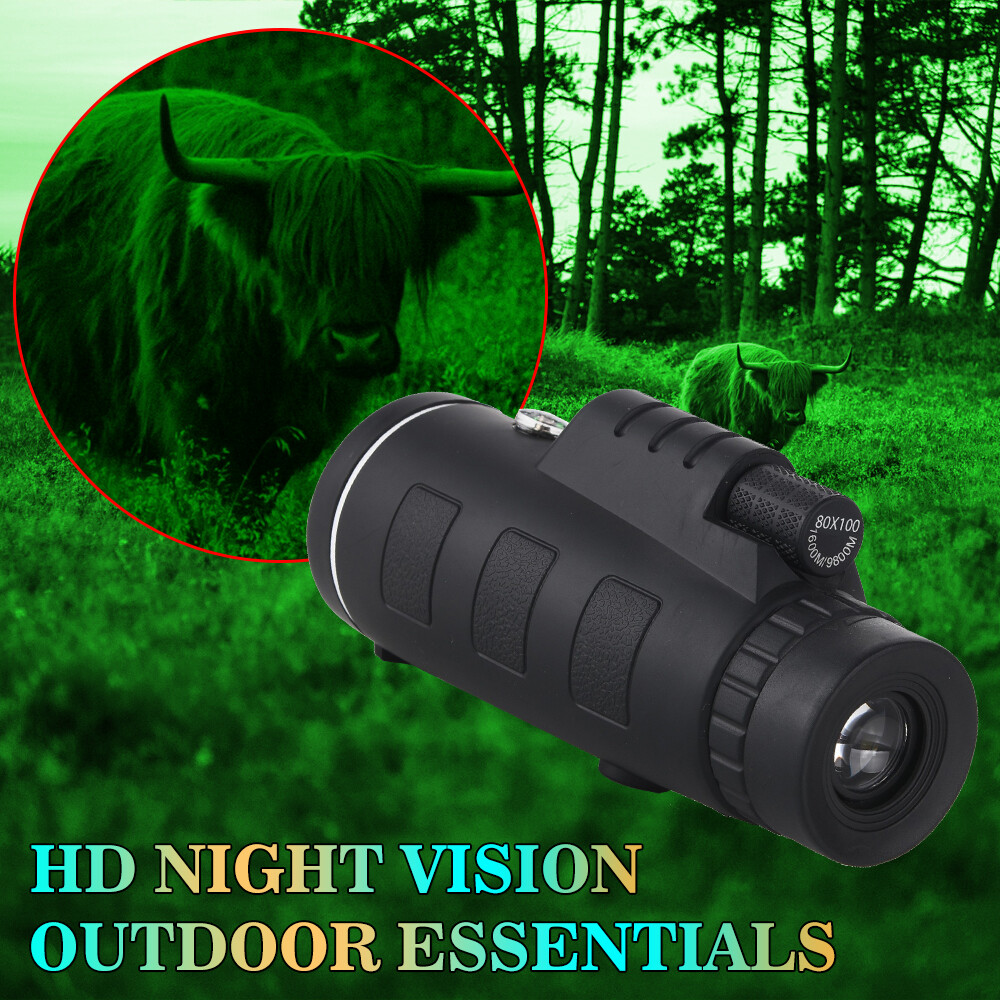 Day/Low Night Vision 80×100 Zoom HD Monocular Starscope Monocular Telescope BAK4