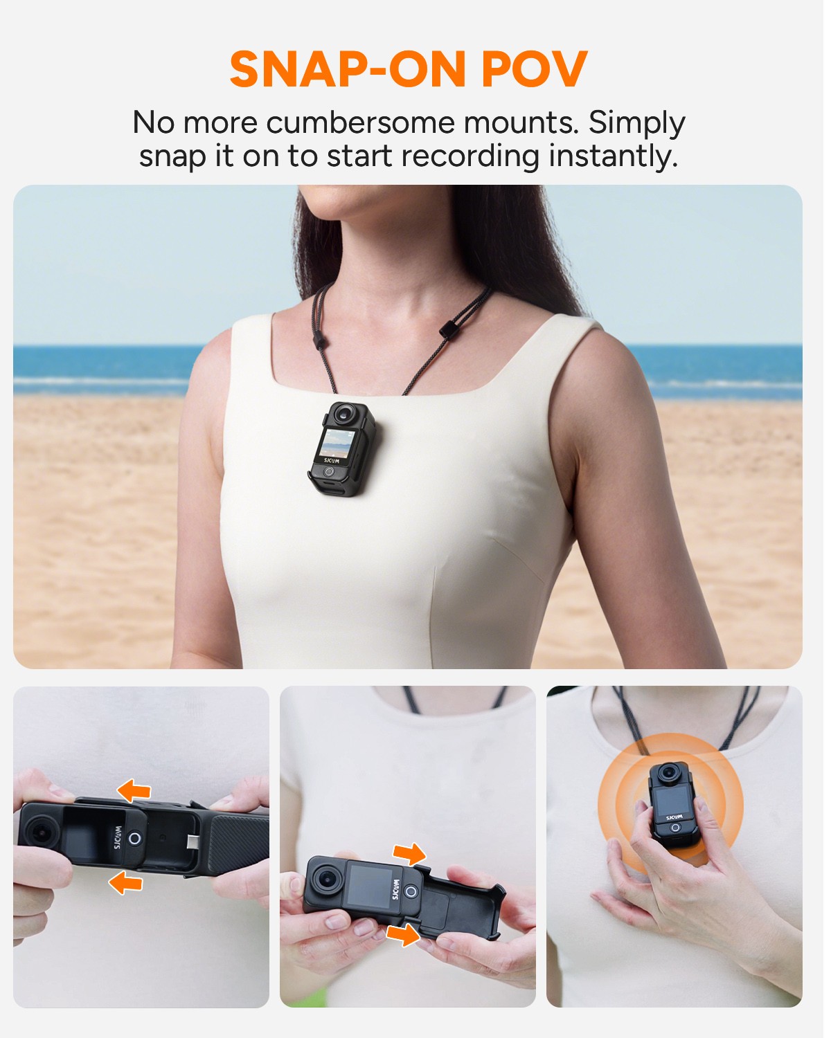 SJCAM C400 Standard Combo 4K Pocket Handheld Camera Body Cam for Travel Vlogging