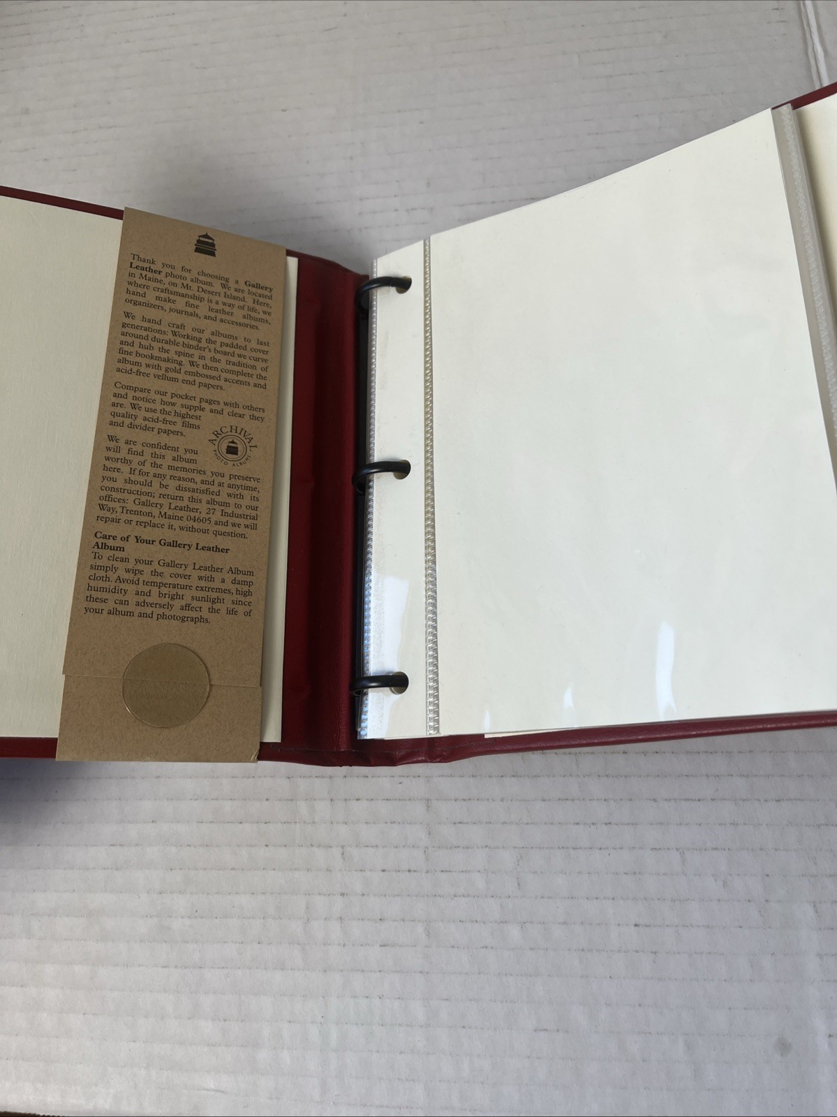 Gallery Leather Travel Photo Album 4×6 3×5 Archival Red Made in USA 50 Photos