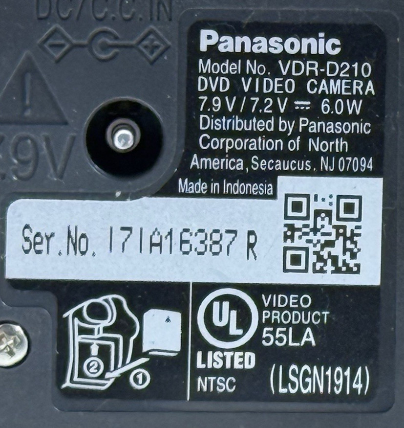 Panasonic VDR-D210 DVD Camcorder Bundle-Tested works w/ Manual Cables Charger