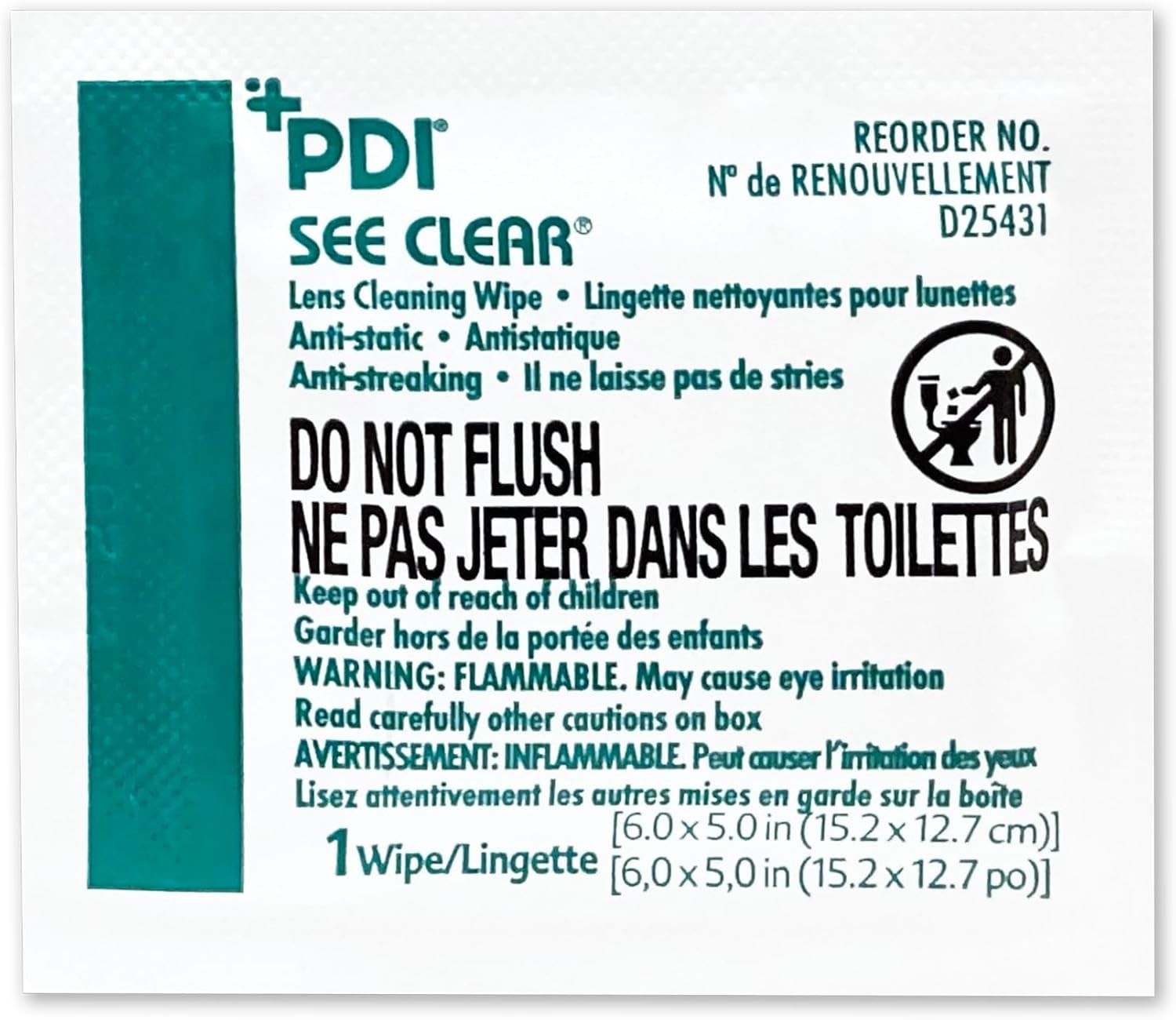 PDI See Clear Lens Cleaning Wipes Anti-Static Streak-Free Glasses Cleaner 120 Ct