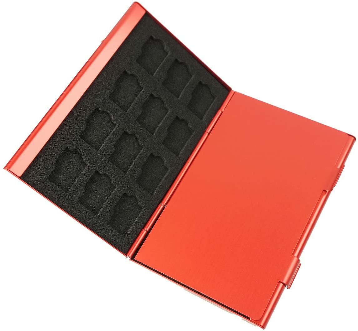 Red Aluminum Memory Card Case w/ 24 Slots for Micro SDHC Card SanDisk Kingston