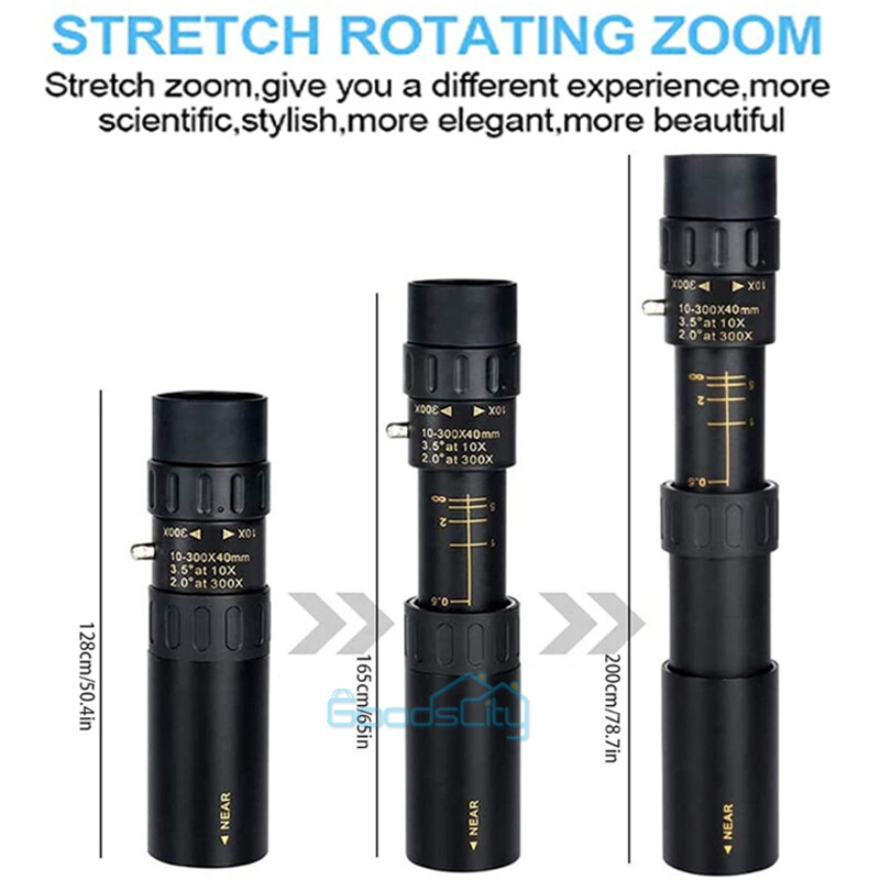 Day/Night Military 10-300X40mm Zoom HD Monocular Phone Telescope w/Tripod + Clip