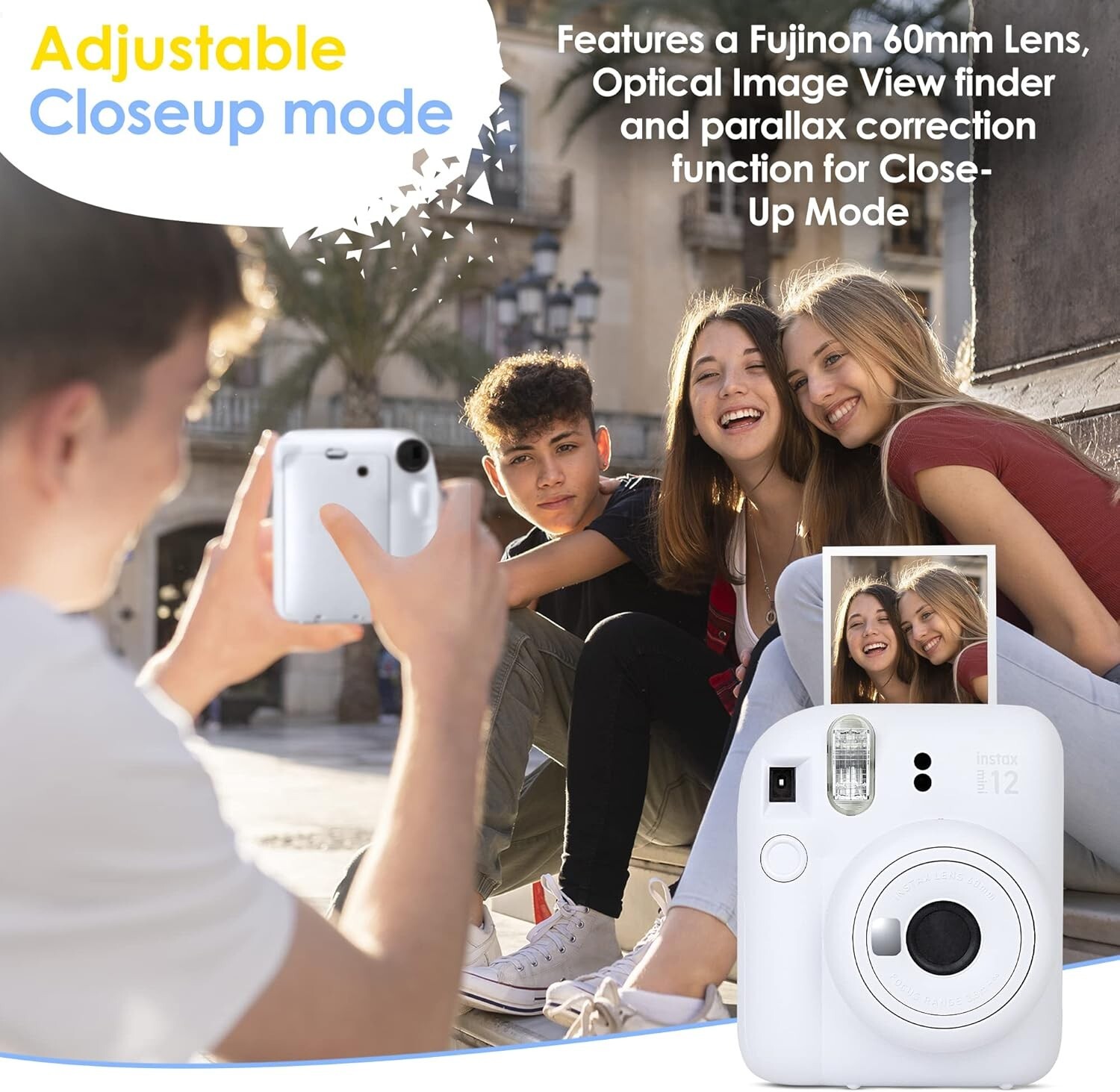 Fujifilm Instax Mini 12 Instant Camera+ 11 PC Accessory Kit -Clay White Camera