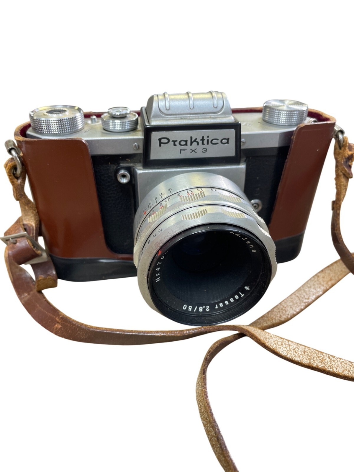 Praktica FX3 35mm Vintagec collectible Film Camera With Leather Case Strap SKU 8