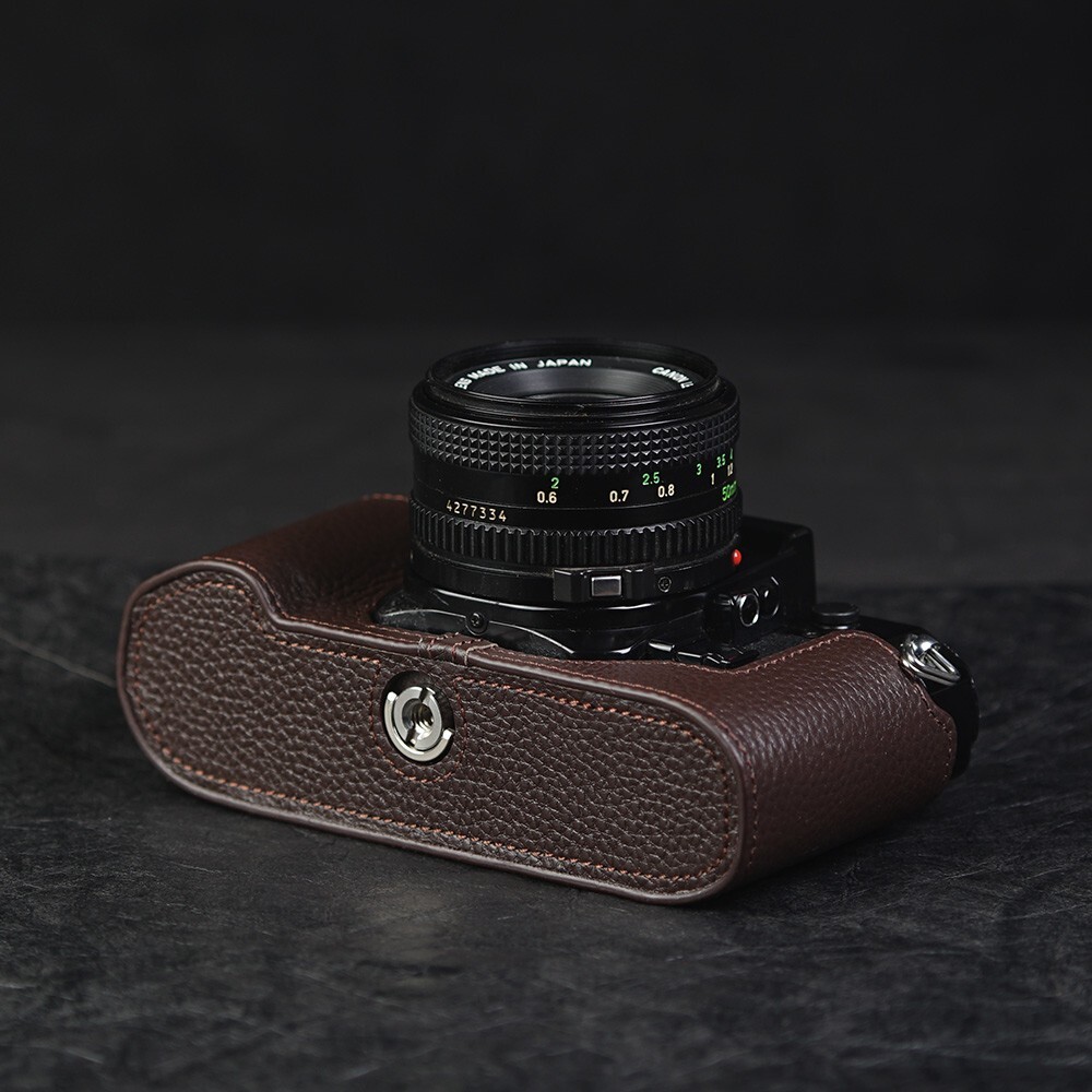 For Canon A-1 AE-1 Program Case Real Genuine Leather Half Camera Case Bag Cover