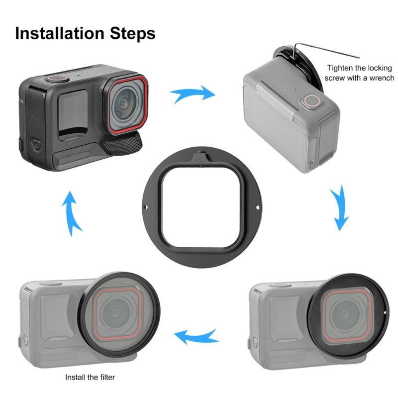 Aluminum Adapter For Action Camera Lens Cover And 52mm Filter Compatibility