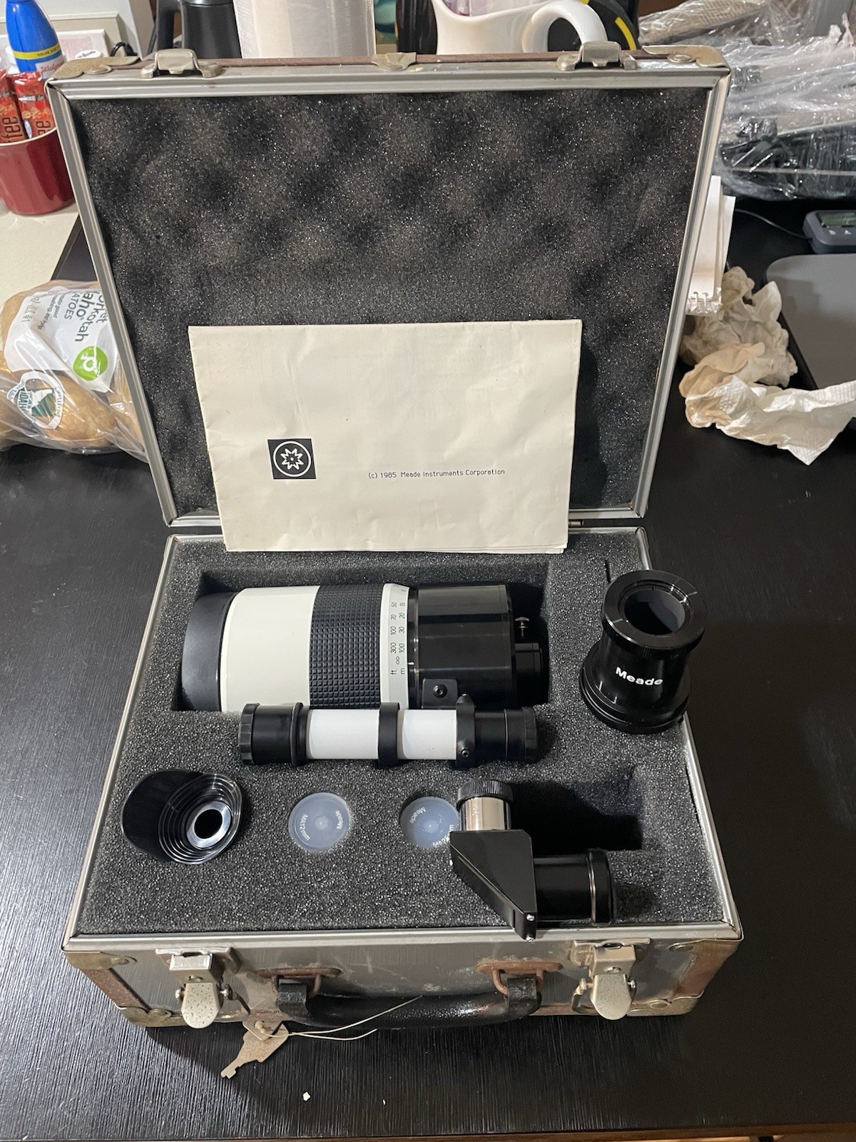 Meade 90B,1000mm f/11 Mirror Lens,Scope,D=90mm,USA/ eye pc, kit, case, manual