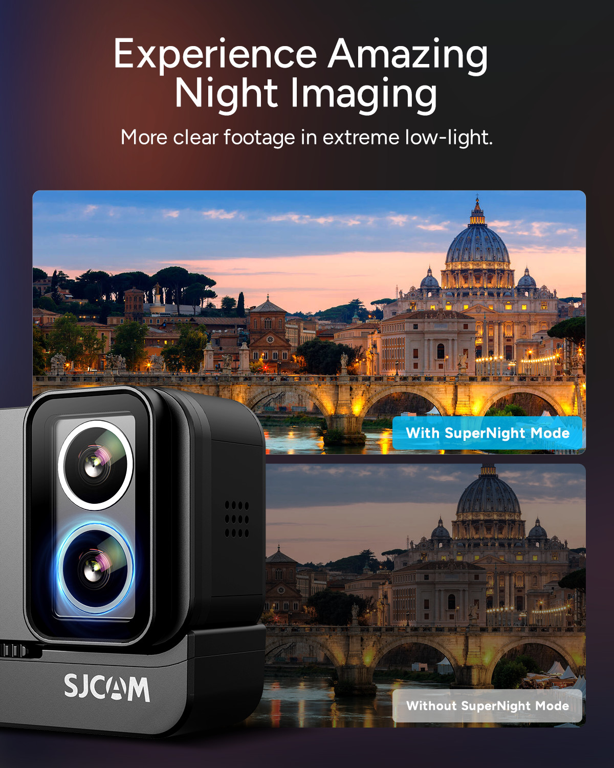 SJCAM SJ20 Dual Lens 4K Action Camera Night Vision 20MP Sport Camera Waterproof