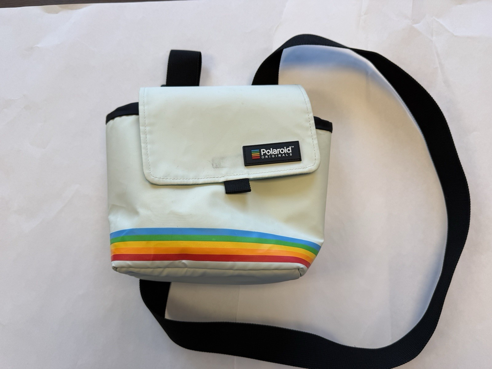 Polaroid Originals Camera Carry/Shoulder Bag w/ Strap, White Rainbow Stripe