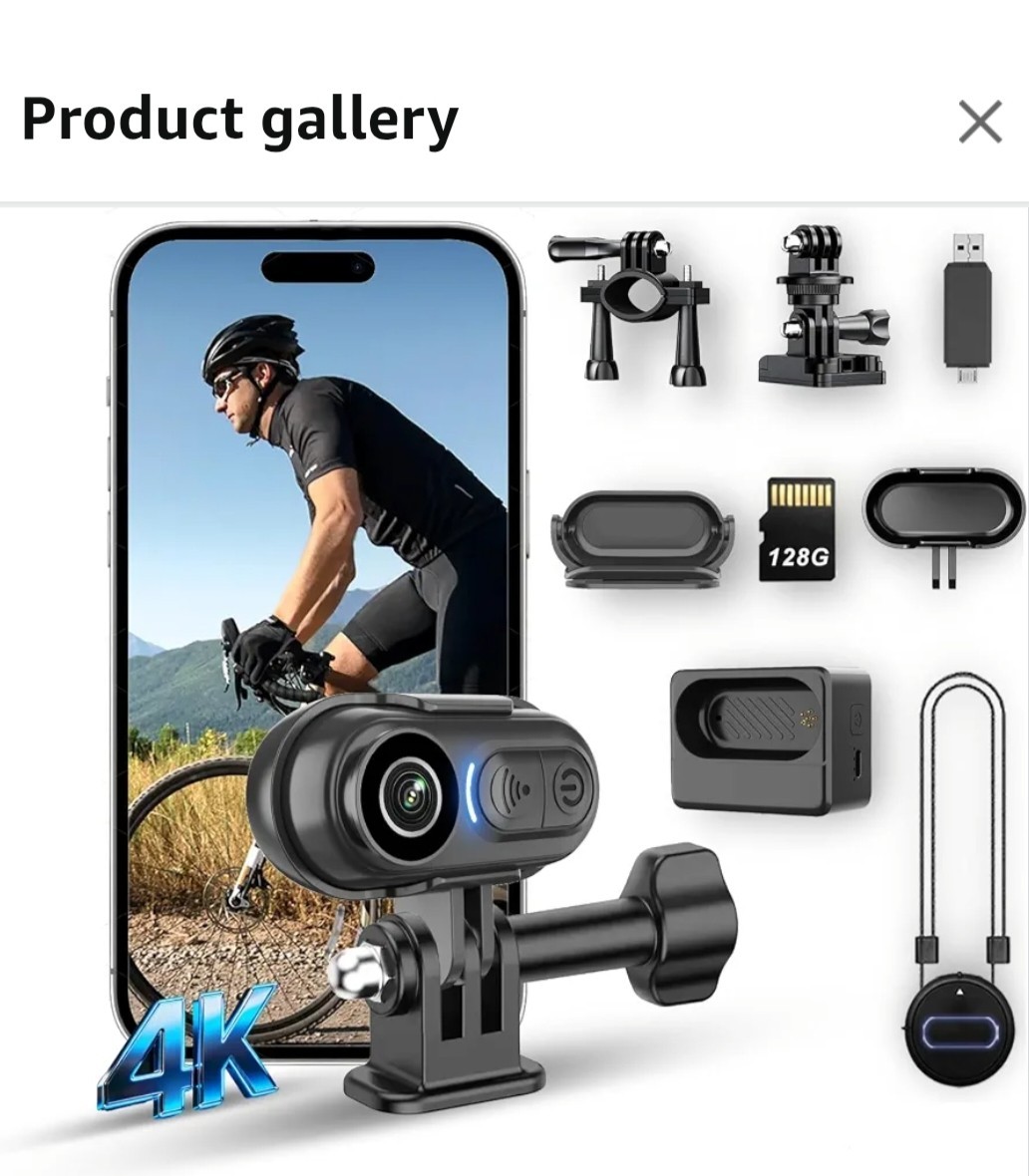 4K Mini Body Camera – Thumb Sports Action Cam 128GB with Audio, Wearable Hands-F