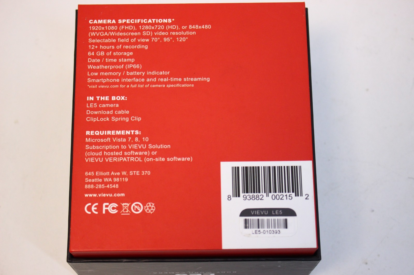 VIEVU LE5 Body-Worn Camera with download cable