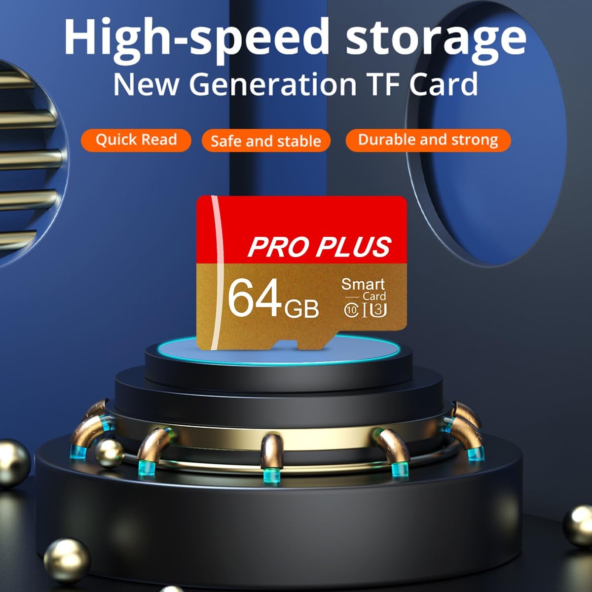 64GB UHS-I C10 A1 High Speed TF Memory Card with Adapter for Mobile