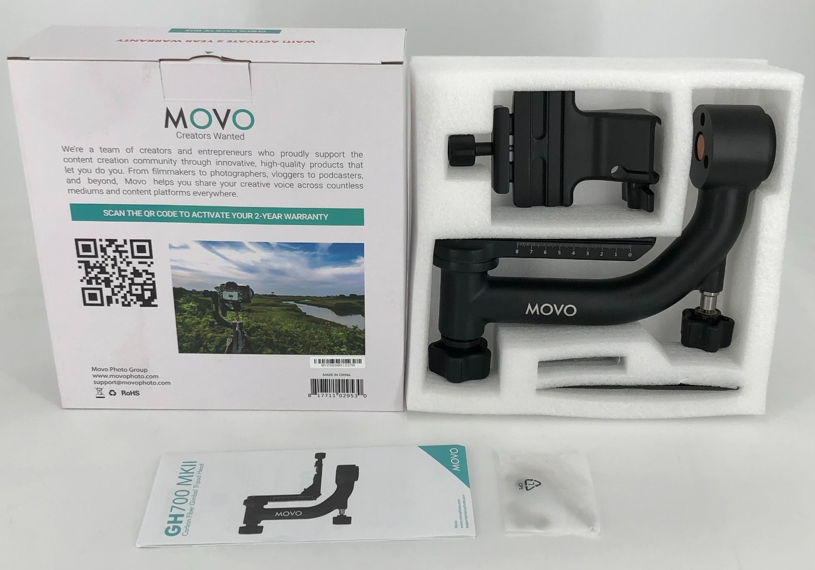 GH700 MKII Professional Gimbal DSLR Tripod Head with Long and Short Arca-Swiss