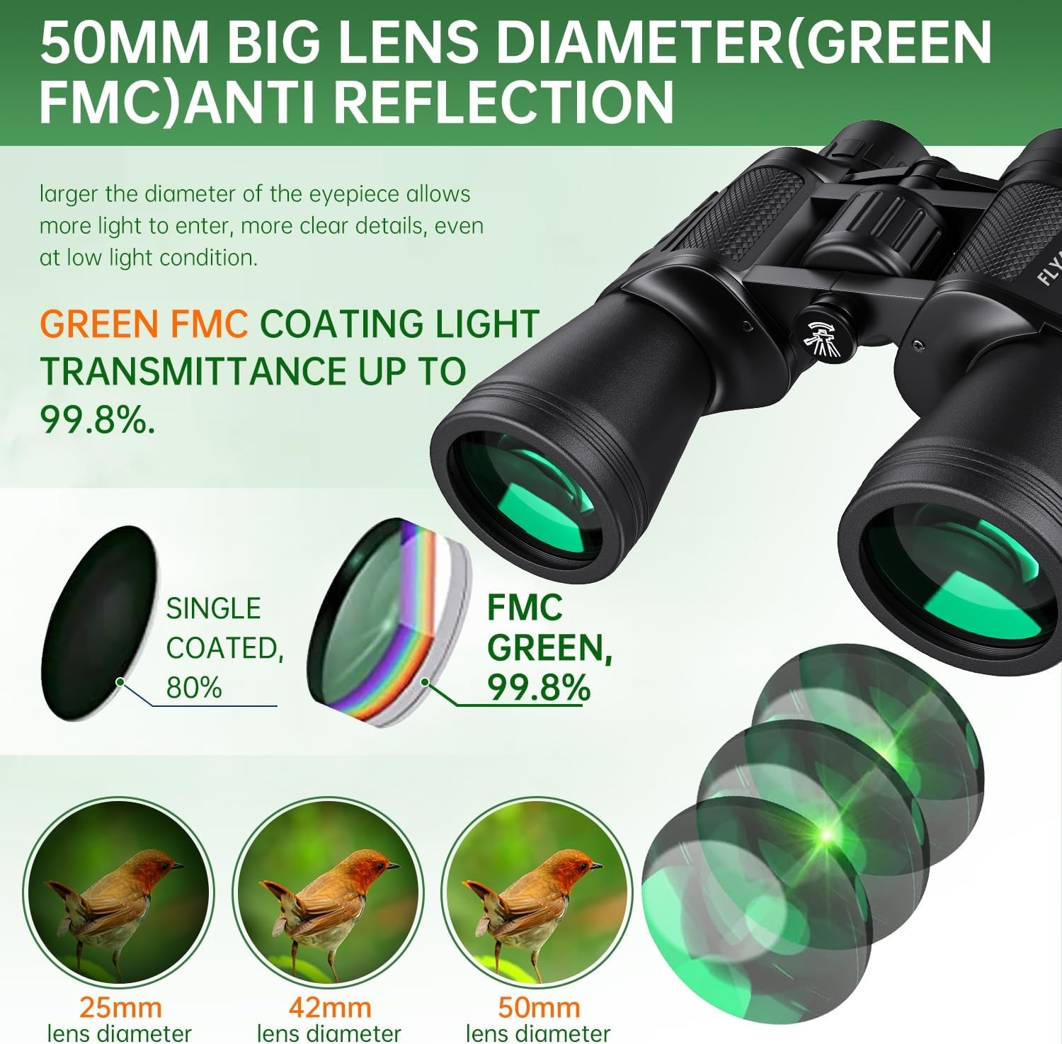 Binoculars 20×50 Compact Waterproof for Stargazing