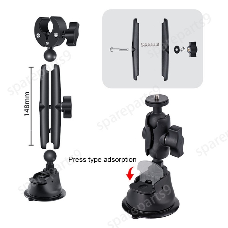 Car Suction Cup Mount with Selfie Stick For Insta360 ONE X4 X3 X2 RS DJI Camera