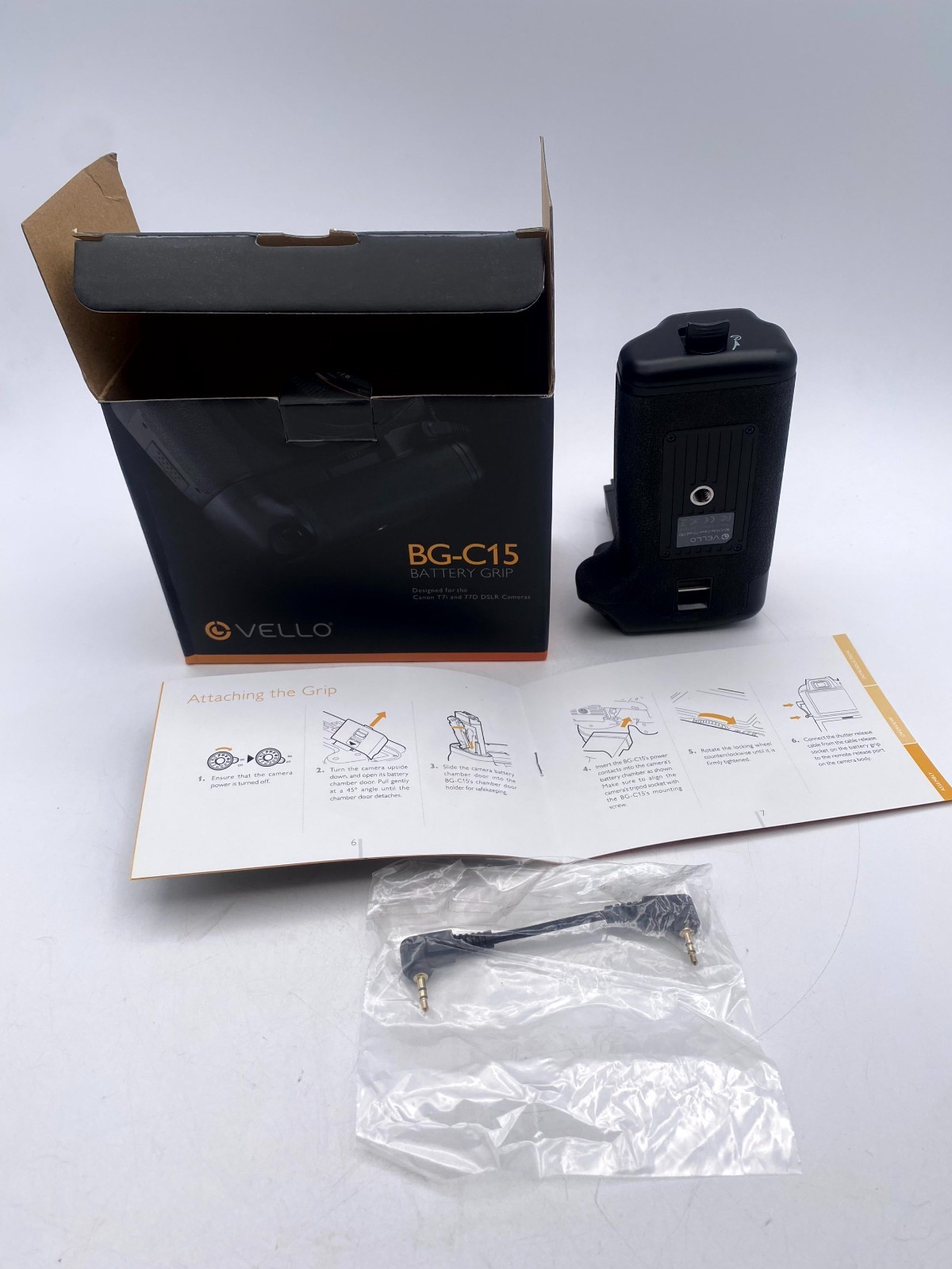 Vello BG-C15 Battery Grip Black Rechargeable for Rebel T7i & 77D DSLR Cameras