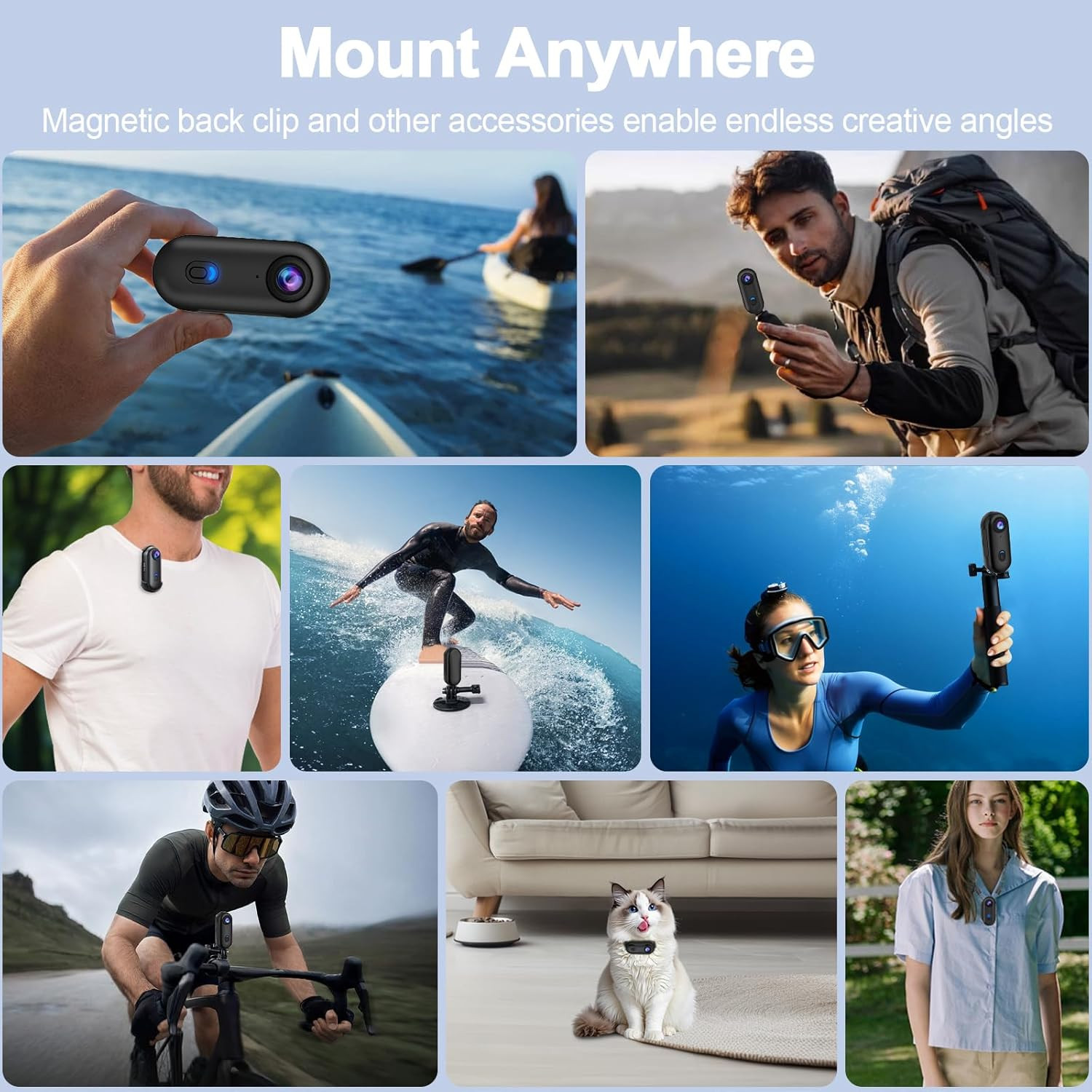 4K Action Camera Mini POV Helmet Cam Body Camera for Motorcycle Outdoor Sports
