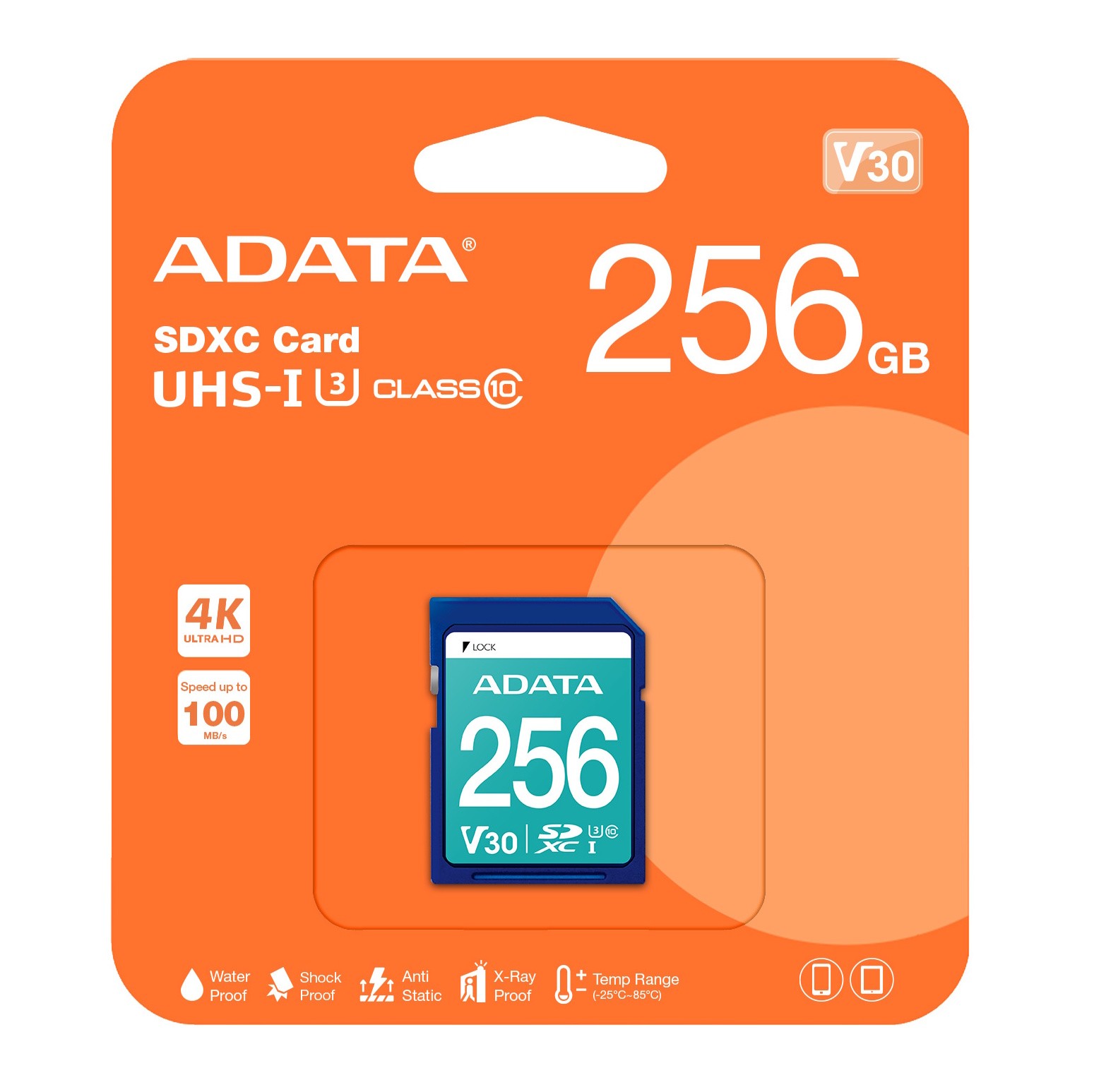 256GB SDXC UHS-I U3 V30 CL10 4K Memory Card ASDX256GUI3V30S-R