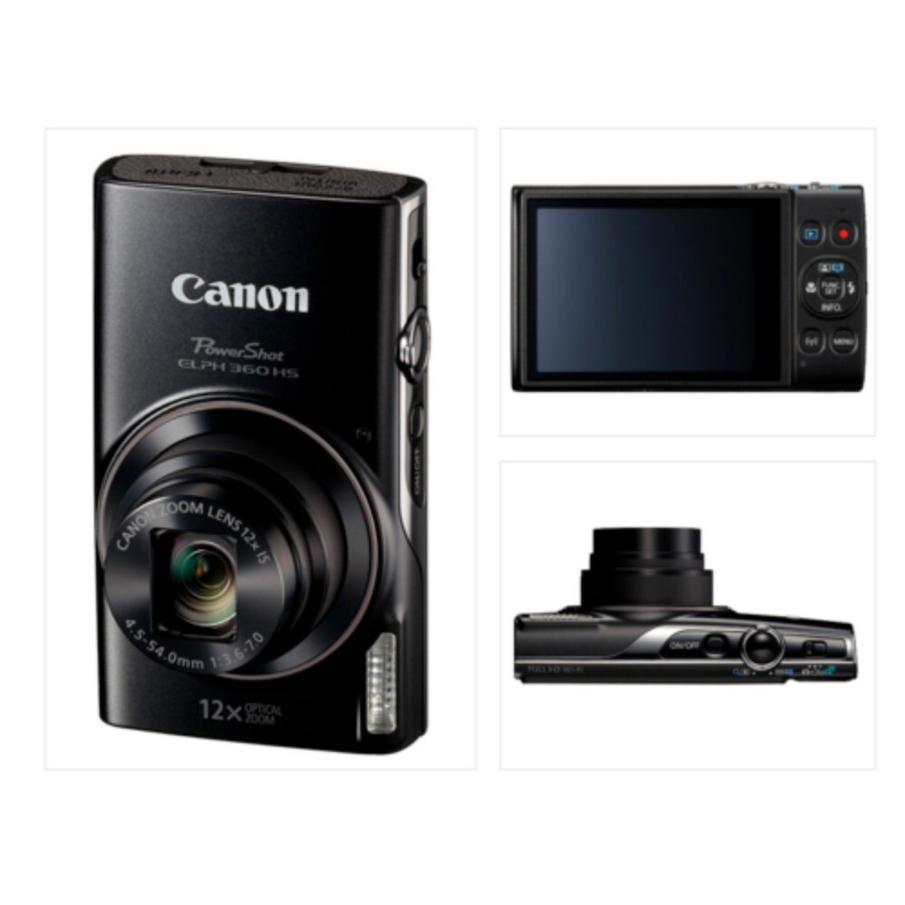 Canon PowerShot ELPH 360 HS 12X Optical Zoom Digital Camera- Fast Free Shipping