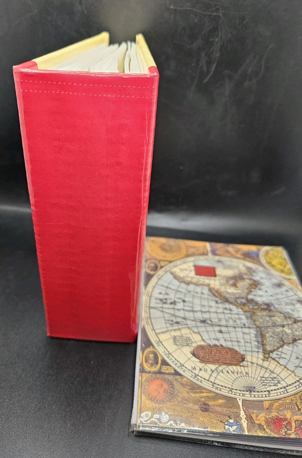 2 Vintage 90s 4×6 Photo Album Books American Flag & Old World Map