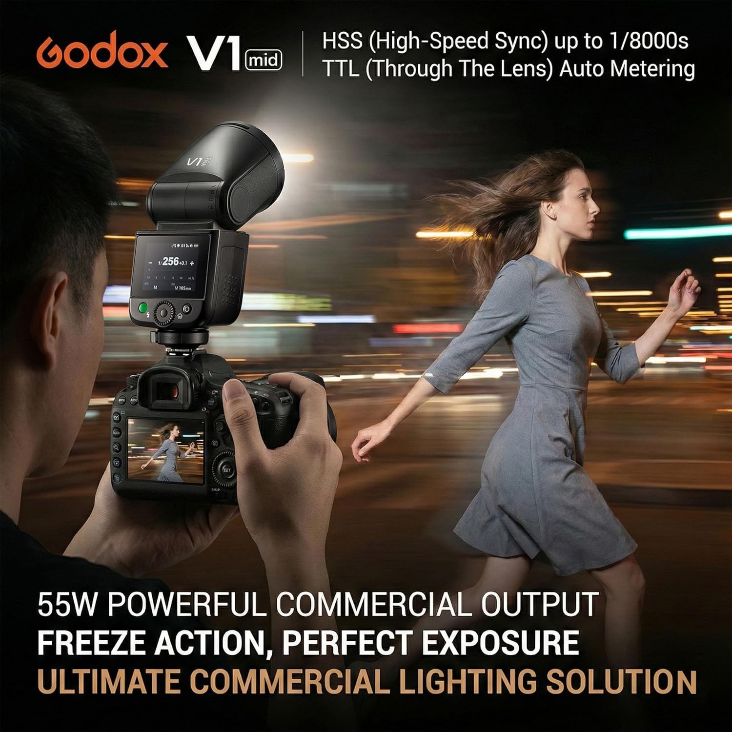 Godox V1 mid TTL HSS Round Head Speedlite Flash light Canon Nikon Sony Fujifilm